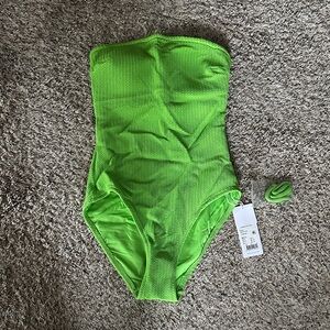 Green Textured Strapless One-Piece Seafolly Swimsuit